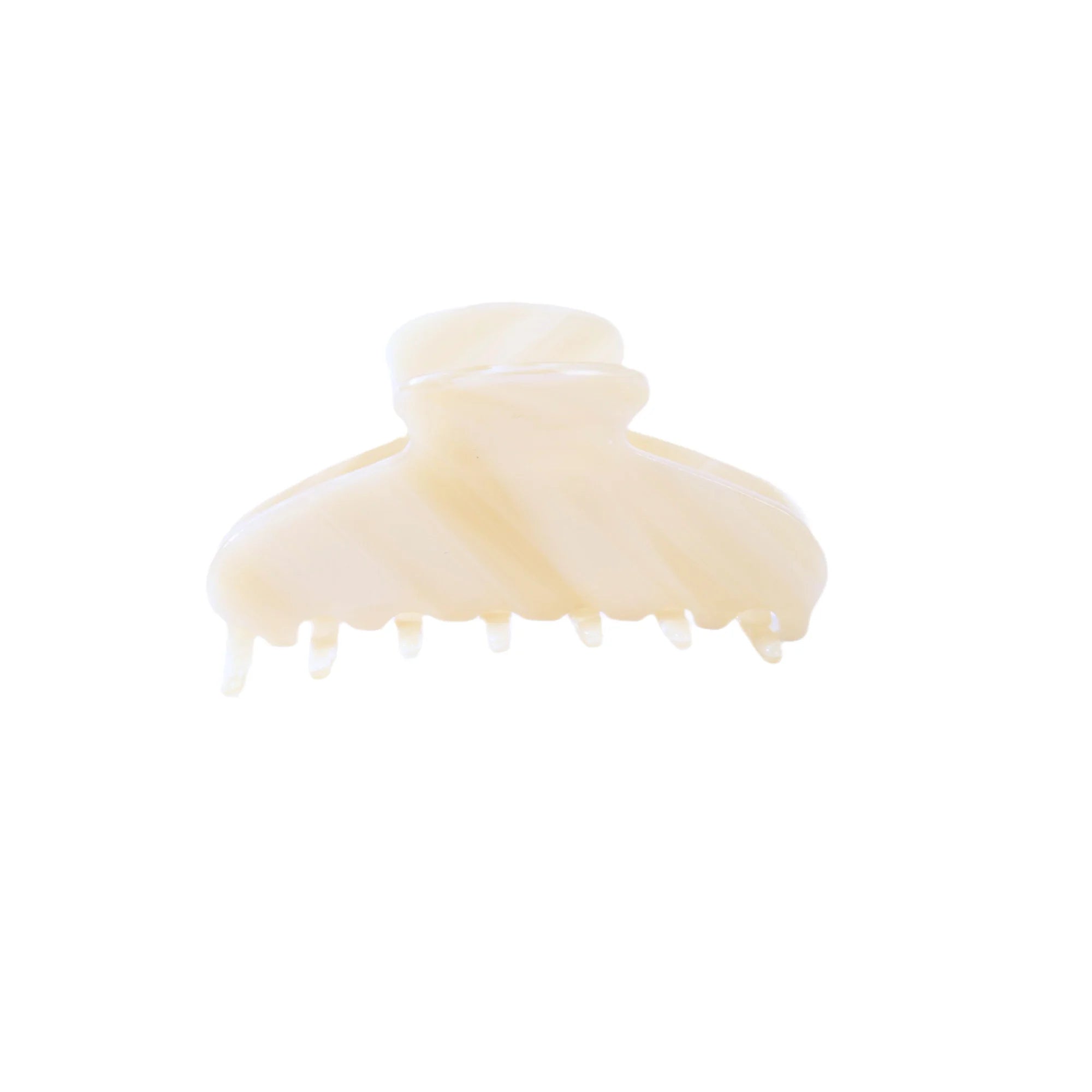 Medium cream swirl acetate hair claw clip with polished edges and secure teeth.