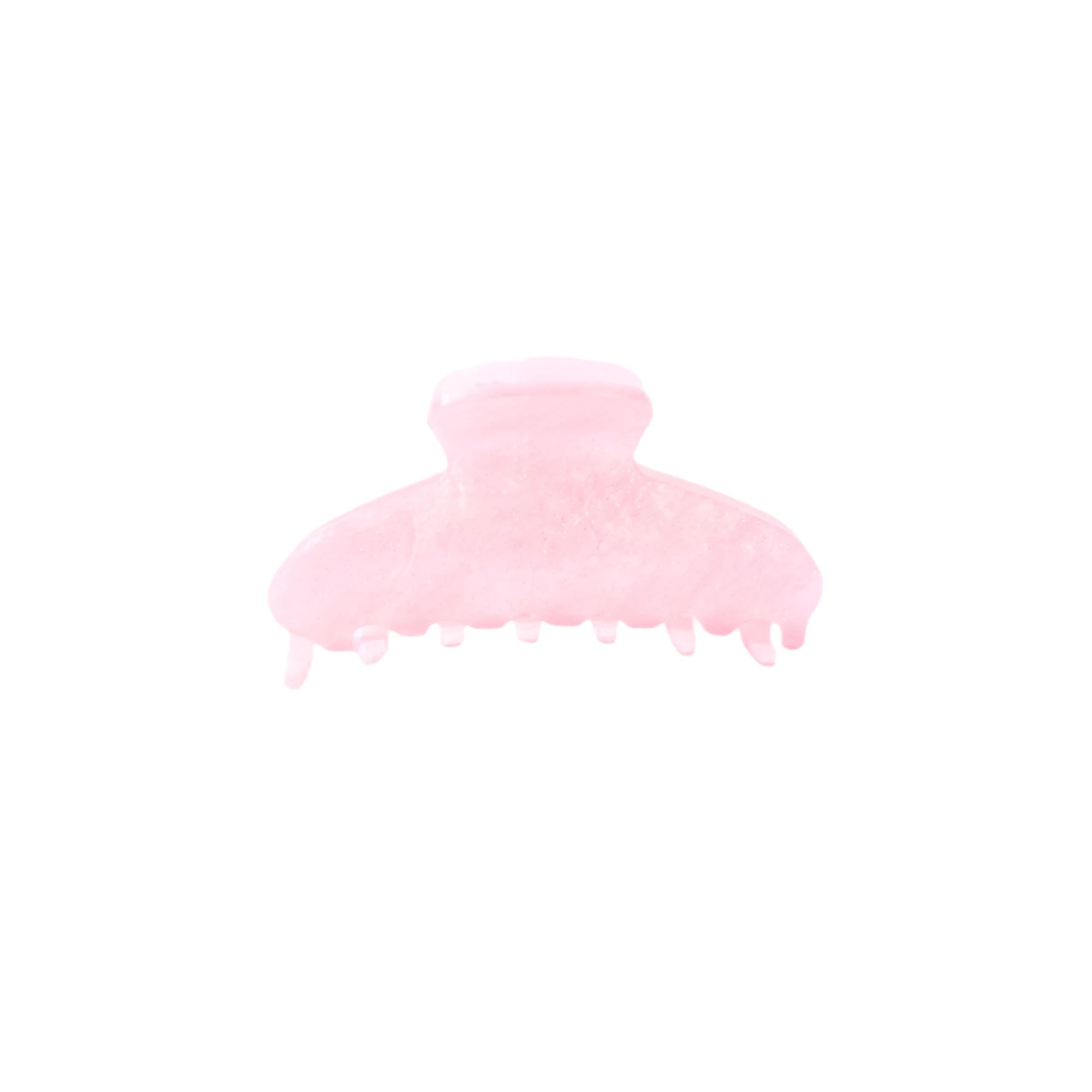 Medium pink sparkle hair claw clip with secure grip and rounded teeth.