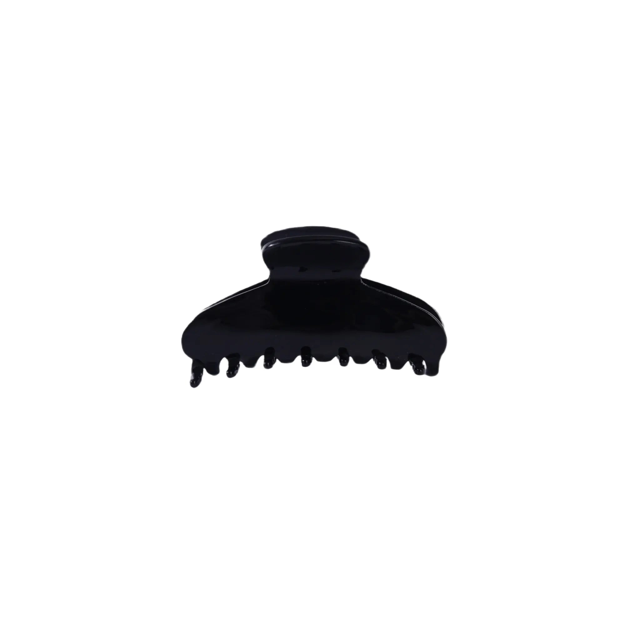 Medium black acetate hair claw clip with polished edges and non-slip hold.